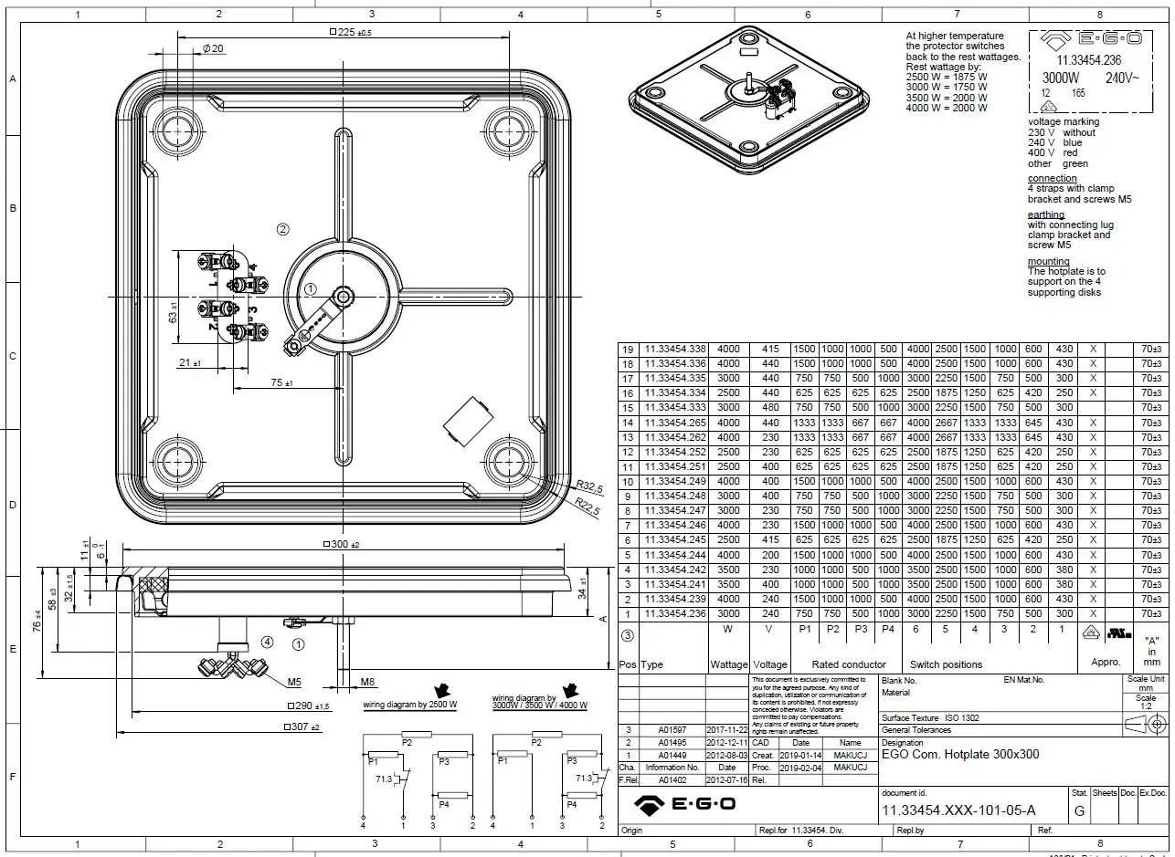 EGO Hotplate Wiring Diagram - Reliable Heaters & Electricals FZC